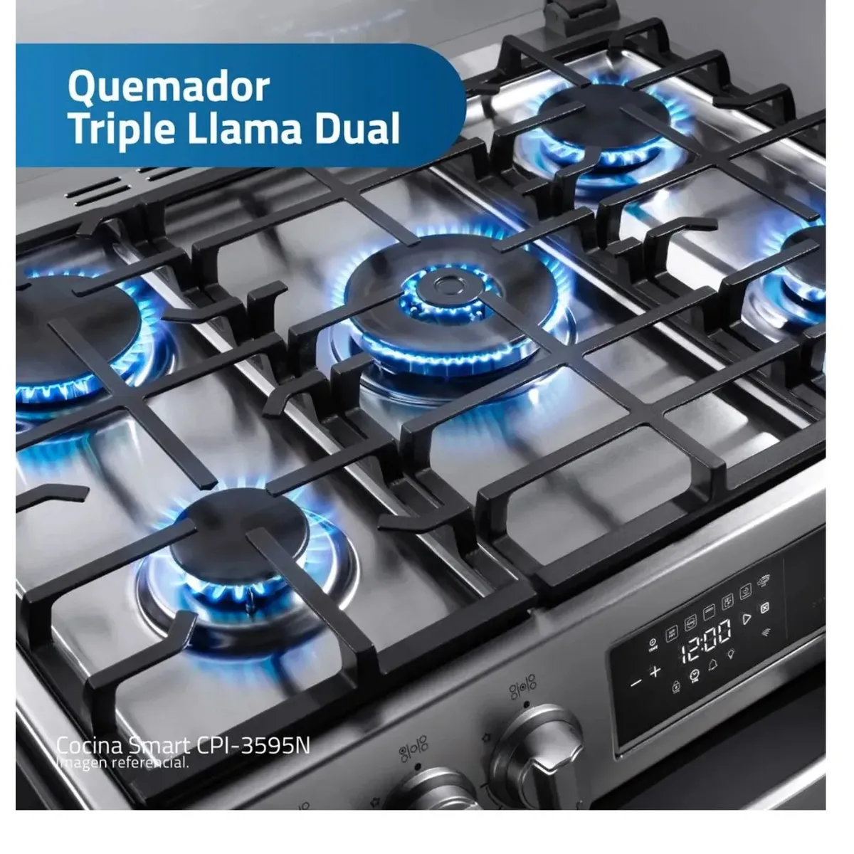 COCINA INDURAMA SMART CPI-3595C 30 PULGADAS 5 HORNILLAS CROMA - 4