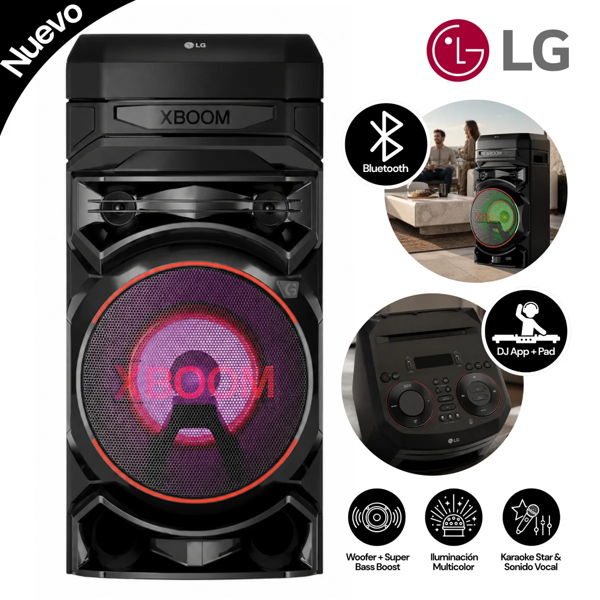 TORRE DE SONIDO LG XBOOM CON BLUETOOTH KARAOKE RNC5 - 1