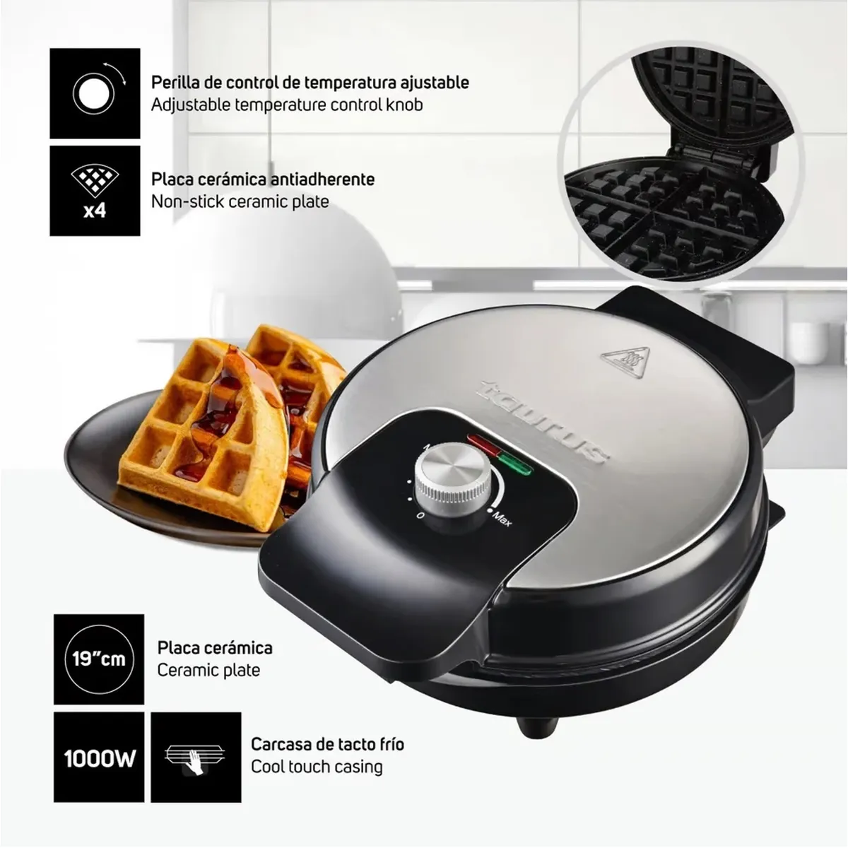 WAFLERA ANTIADHERENTE TAURUS SWEET COOKING 1000W - 6