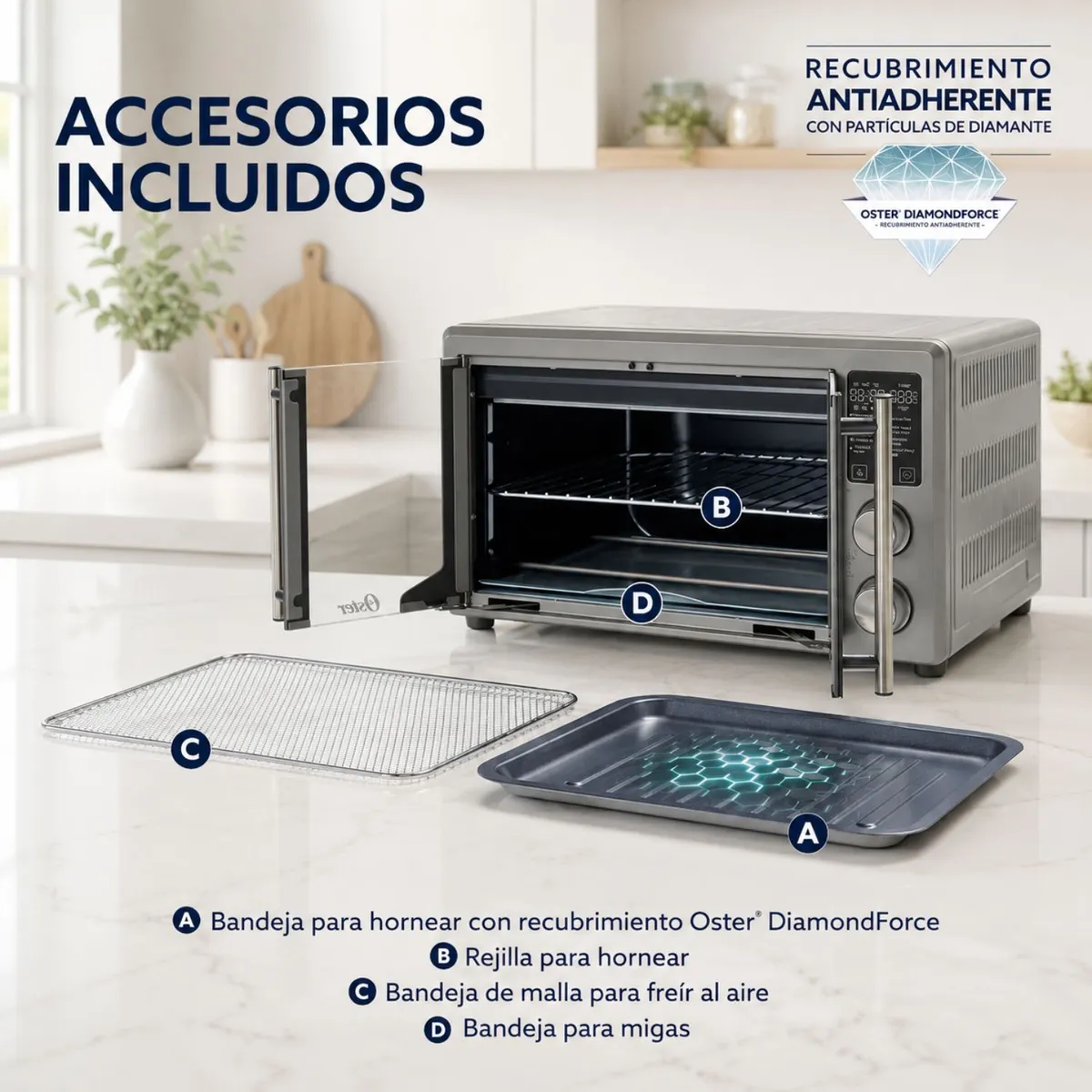 HORNO CON FREIDORA DE AIRE DIGITAL OSTER® DE 42 LITROS, PUERTAS FRANCESAS, TSSTTV42FDDAFNS - 5