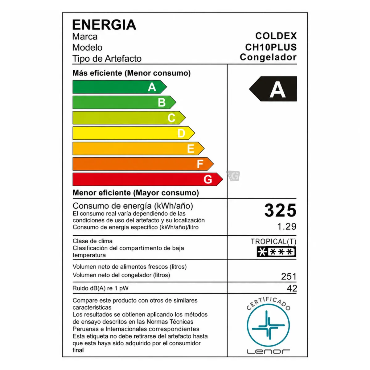 CONGELADORA COLDEX 251LT CH10PLUS BLANCO - 7