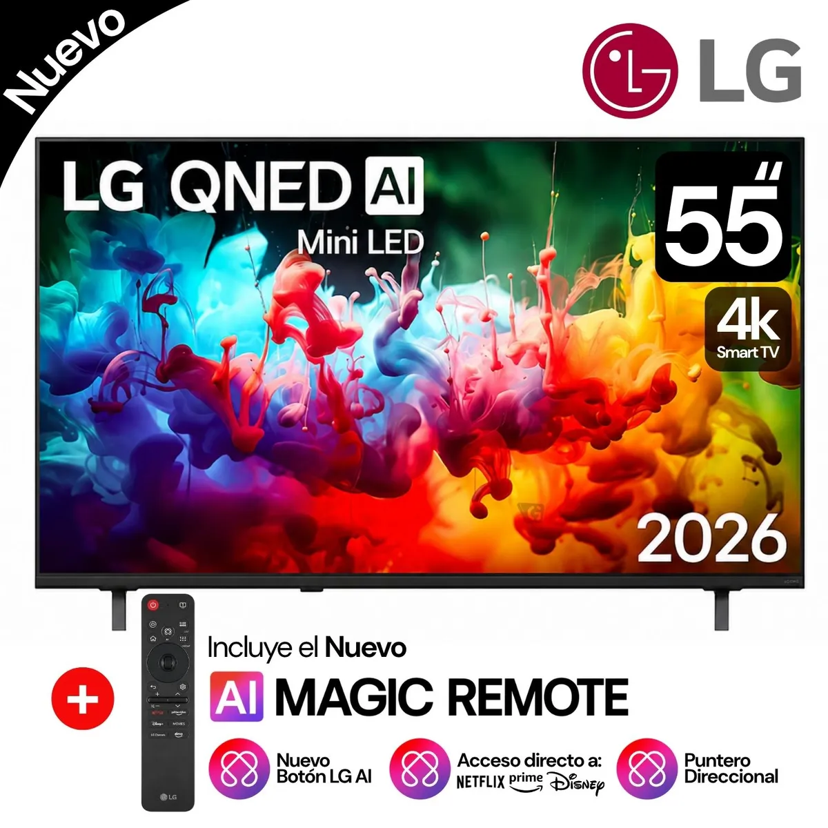 TELEVISOR LG 55' PULG SMART TV MINILED QNED 4K 55QNED65BSA 2026 - 1