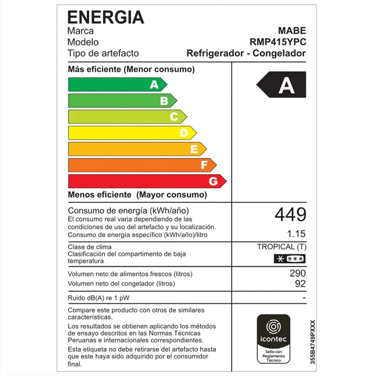 REFRIGERADORA NO FROST 382 L NETOS BLACK MABE RMP415YPC - 7