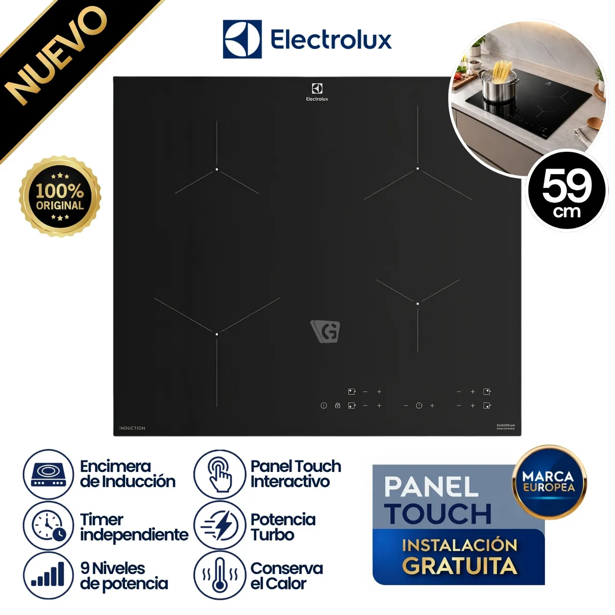 ENCIMERA ELECTROLUX DE INDUCCION 4 ZONAS 59 CM ETII60F7EOB - 1