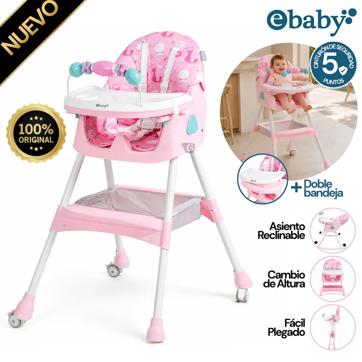 SILLA DE COMER EBABY LULU- EB631-1 FUCSIA - 1