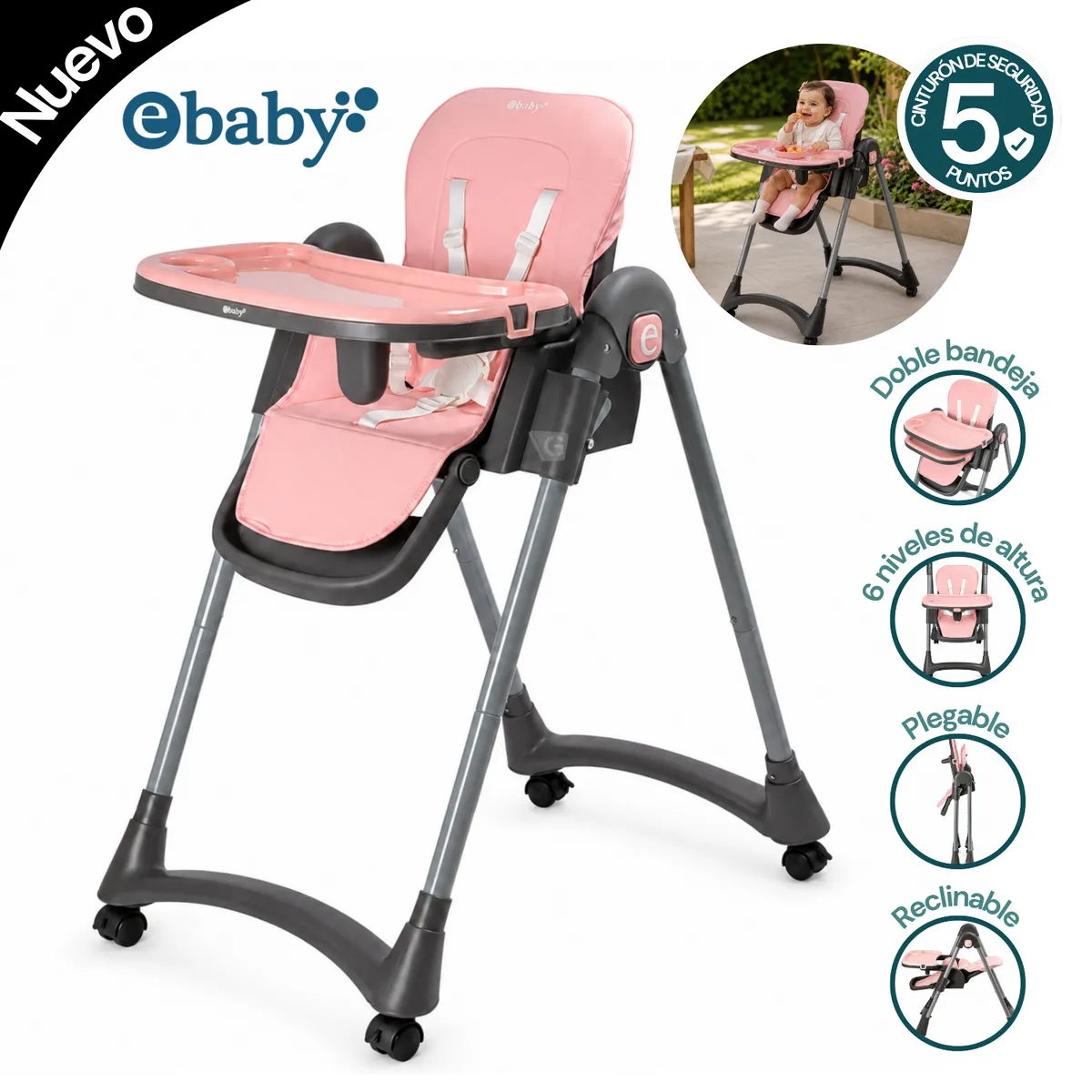 SILLA DE COMER LEIA EB642 ROSADO - 1