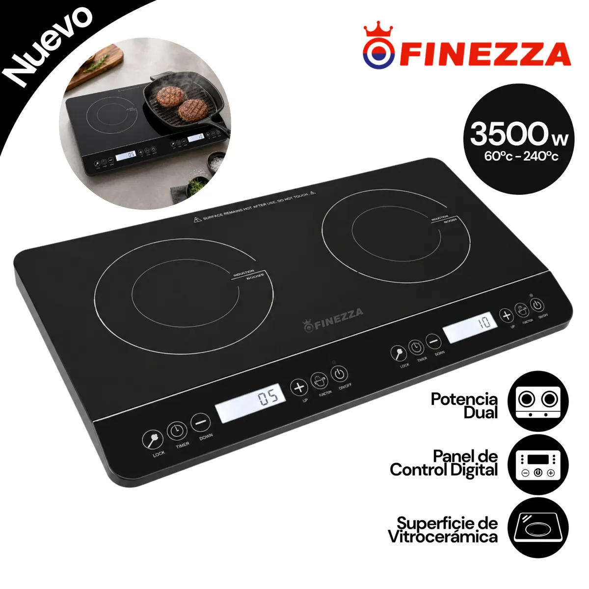 COCINA DE INDUCCION 2 HORNILLAS FINEZZA FZ-315IN-2 - 1