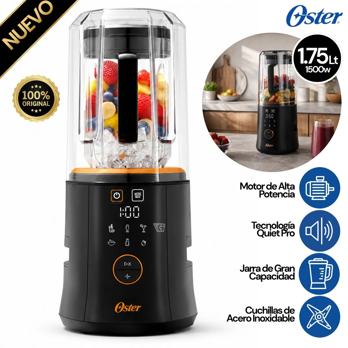 LICUADORA SILENCIOSA PROFESIONAL QUIET PRO BLSTQP-ST OSTER - 1