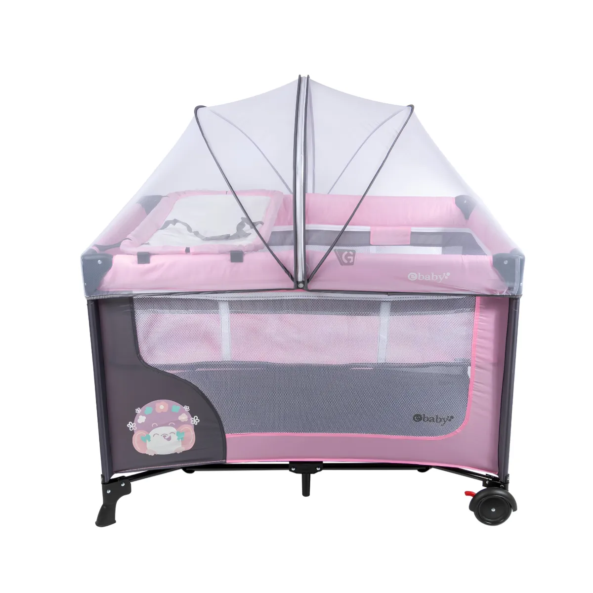 CUNA CORRAL EBABY CON CAMBIADOR HAPPY DREAM ROSADO 727-2 - 3