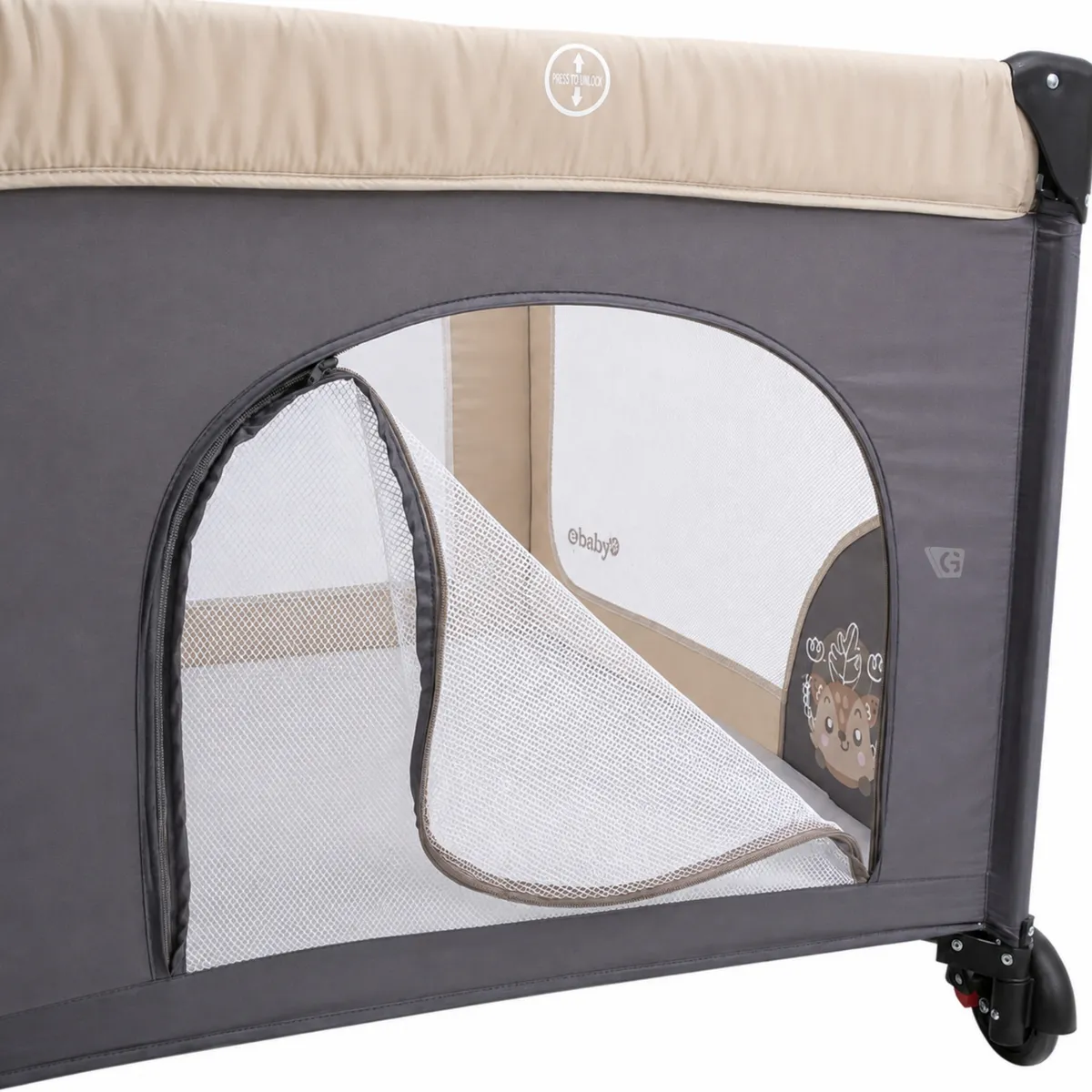 CUNA CORRAL EBABY CON CAMBIADOR HAPPY DREAM BEIGE 727-2 - 4