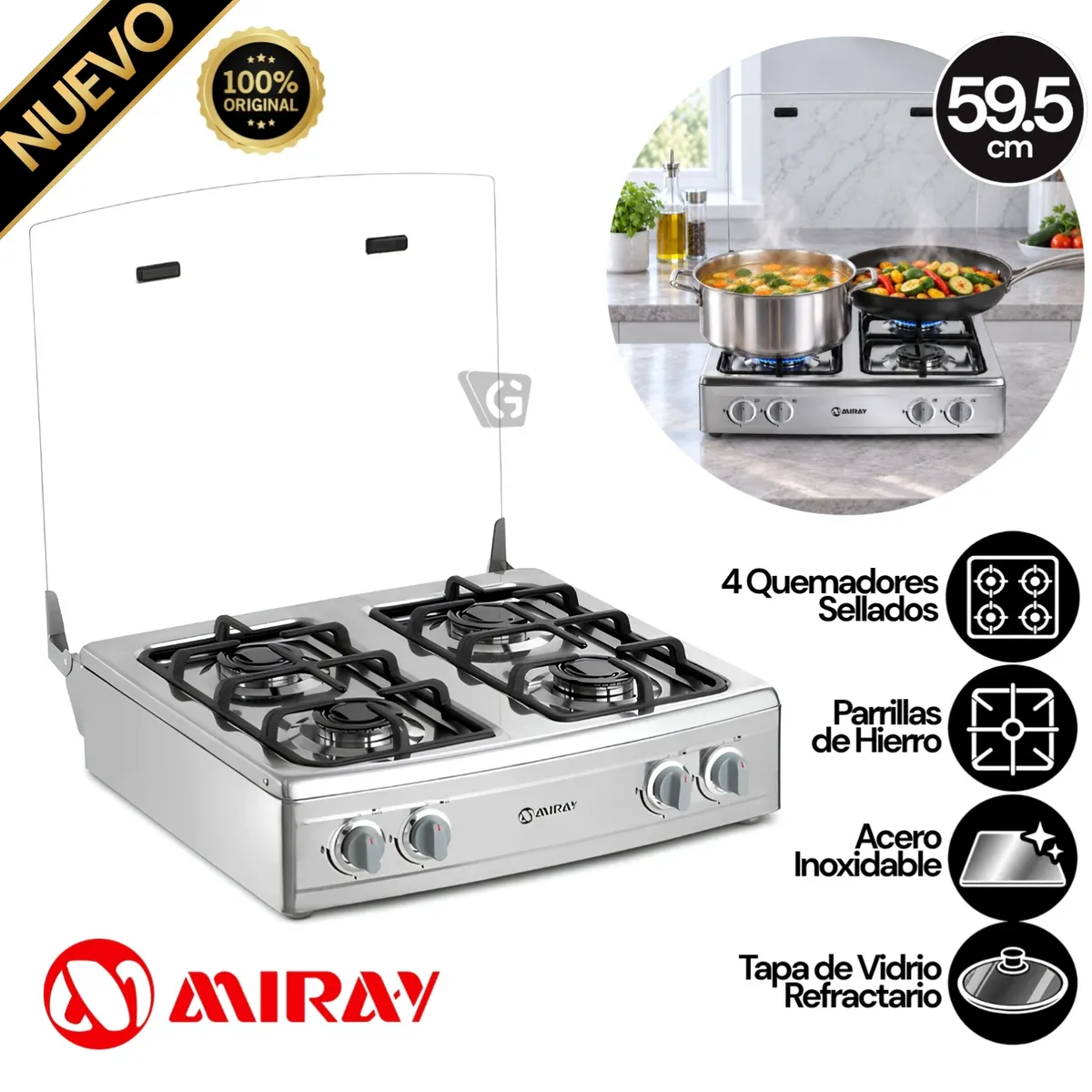 COCINA MESA GLP MIRAY CMS-4H 4 HORNILLAS - 1