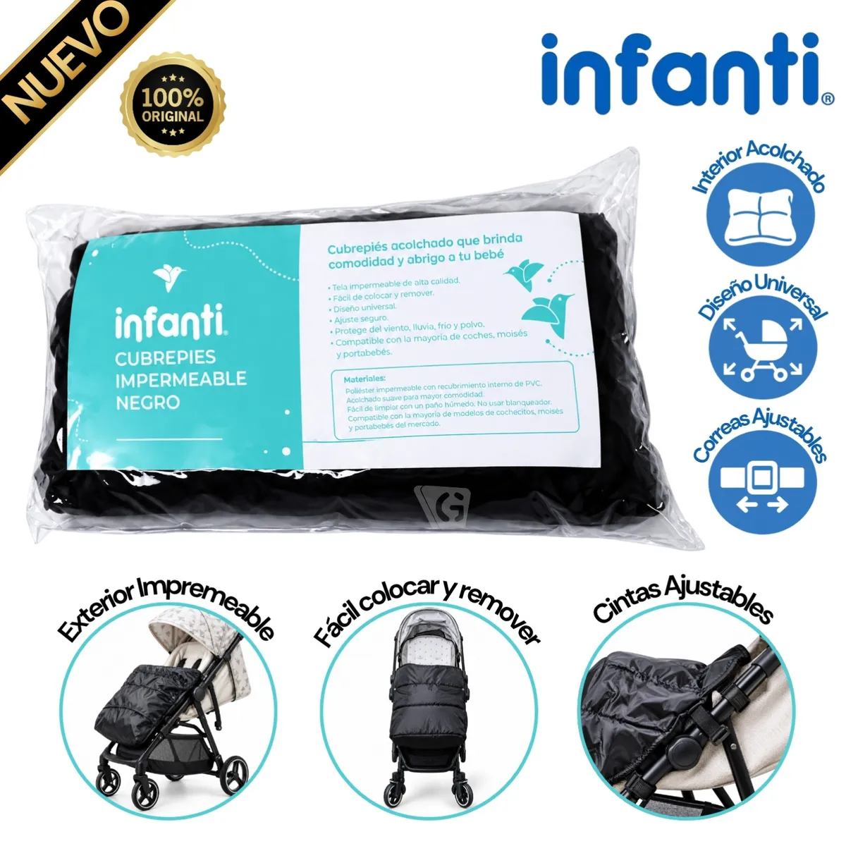 CUBREPIES IMPERMEABLE PARA COCHE INFANTI BLACK CPINF01 - 1