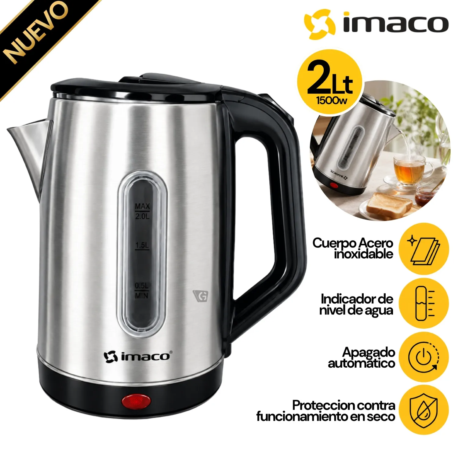 JARRA HERVIDORA 2L ACERO INOXIDABLE 1500W – KE 2015 - 1