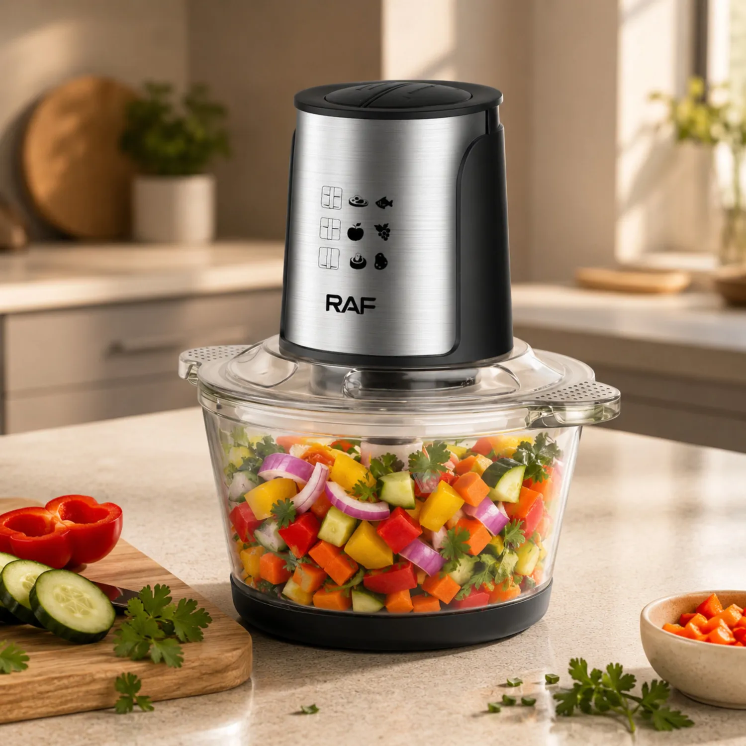 PROCESADORA DE ALIMENTOS RAFF 2L VIDRIO 800W R7018 - 6