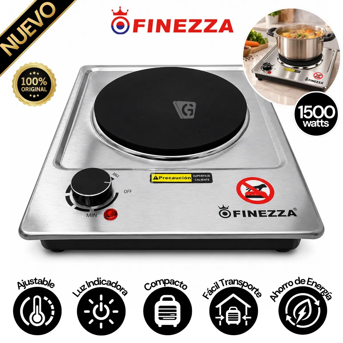 COCINA ELÉCTRICA DE 1 HORNILLA FINEZZA FZ-310H1CE 1500W - 1
