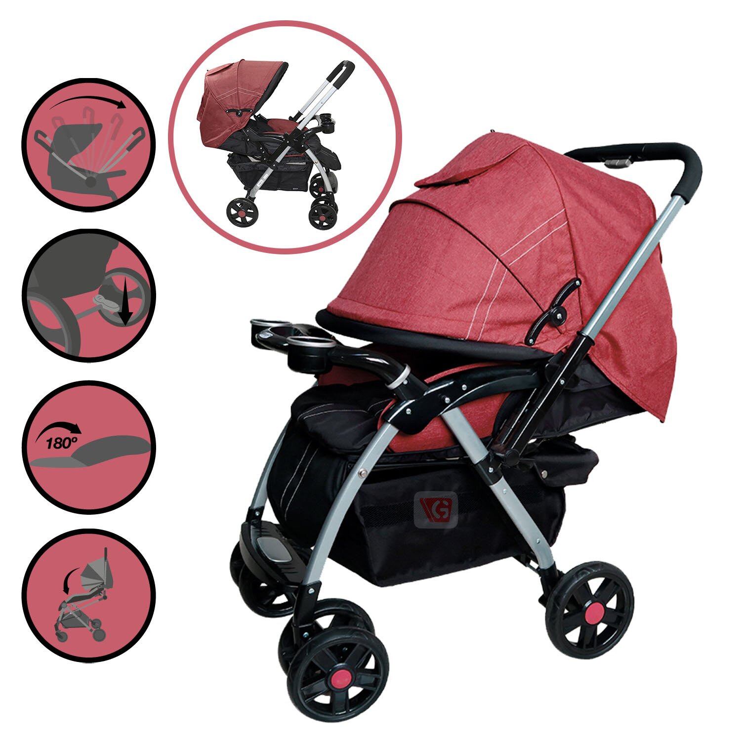 EBABY COCHE CUNA TRAVEL SYSTEM ROSSI EB1130 RED - 1