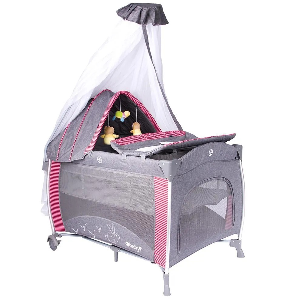 EBABY CUNA CORRAL ALUMINIO NOA 780 CON TUL REINA ROJO - 1