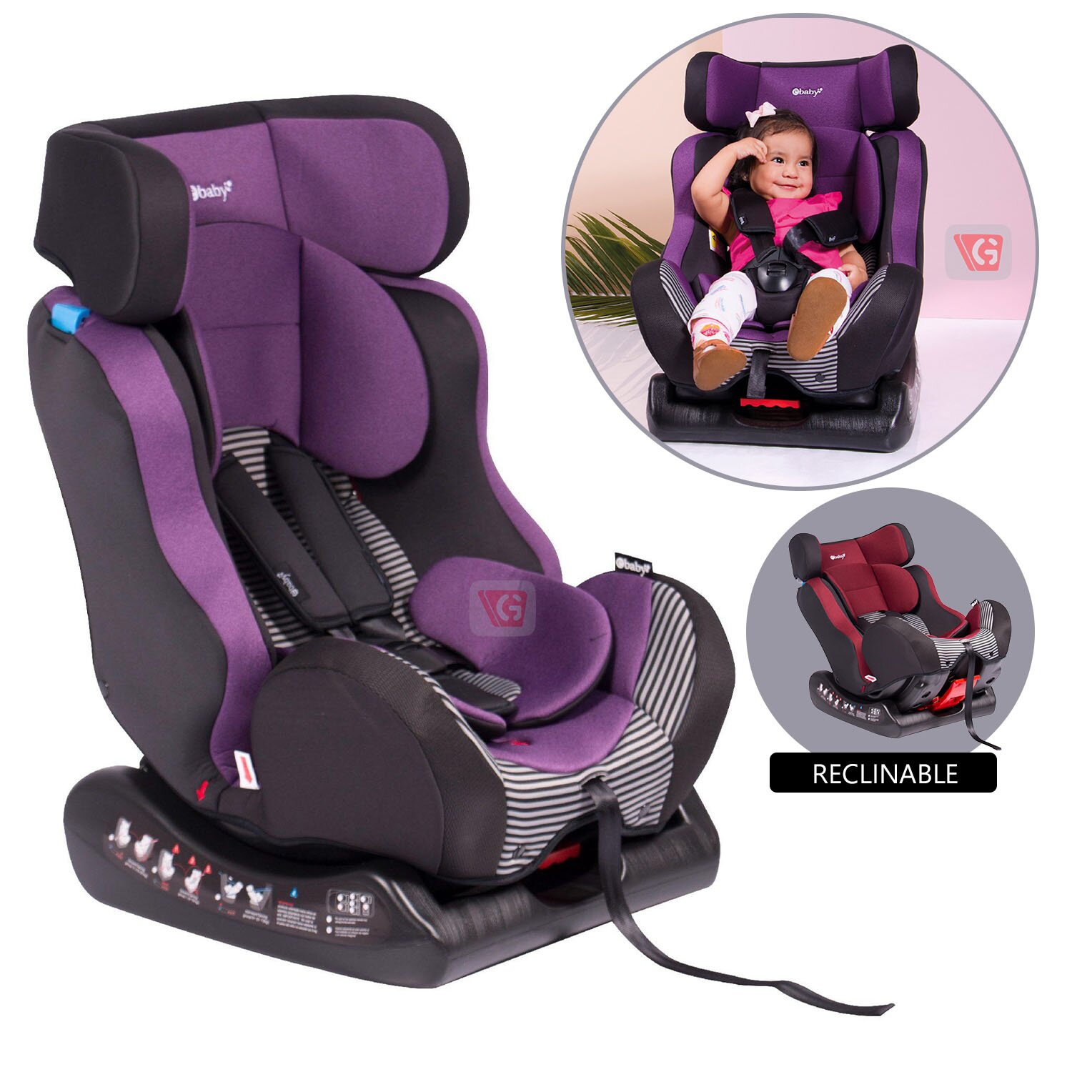 EBABY SILLA PARA AUTO RECLINABLE FIREZA MORADO - 1
