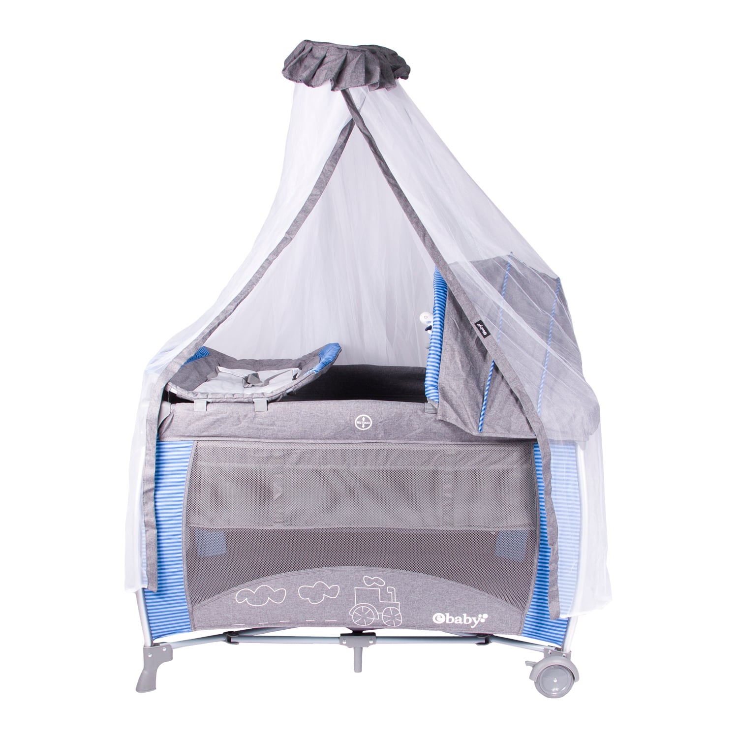 EBABY CUNA CORRAL ALUMINIO NOA 780 CON TUL REINA AZUL - 3