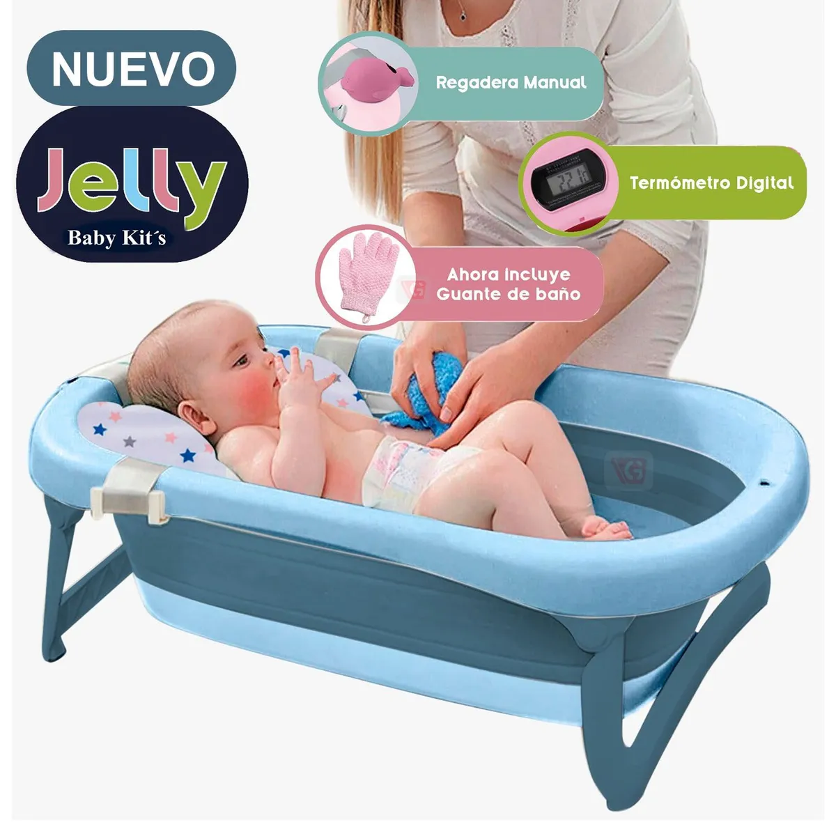 BAÑERA PLEGLABLE JELLY CON TERMOSTATO BLUE - 1