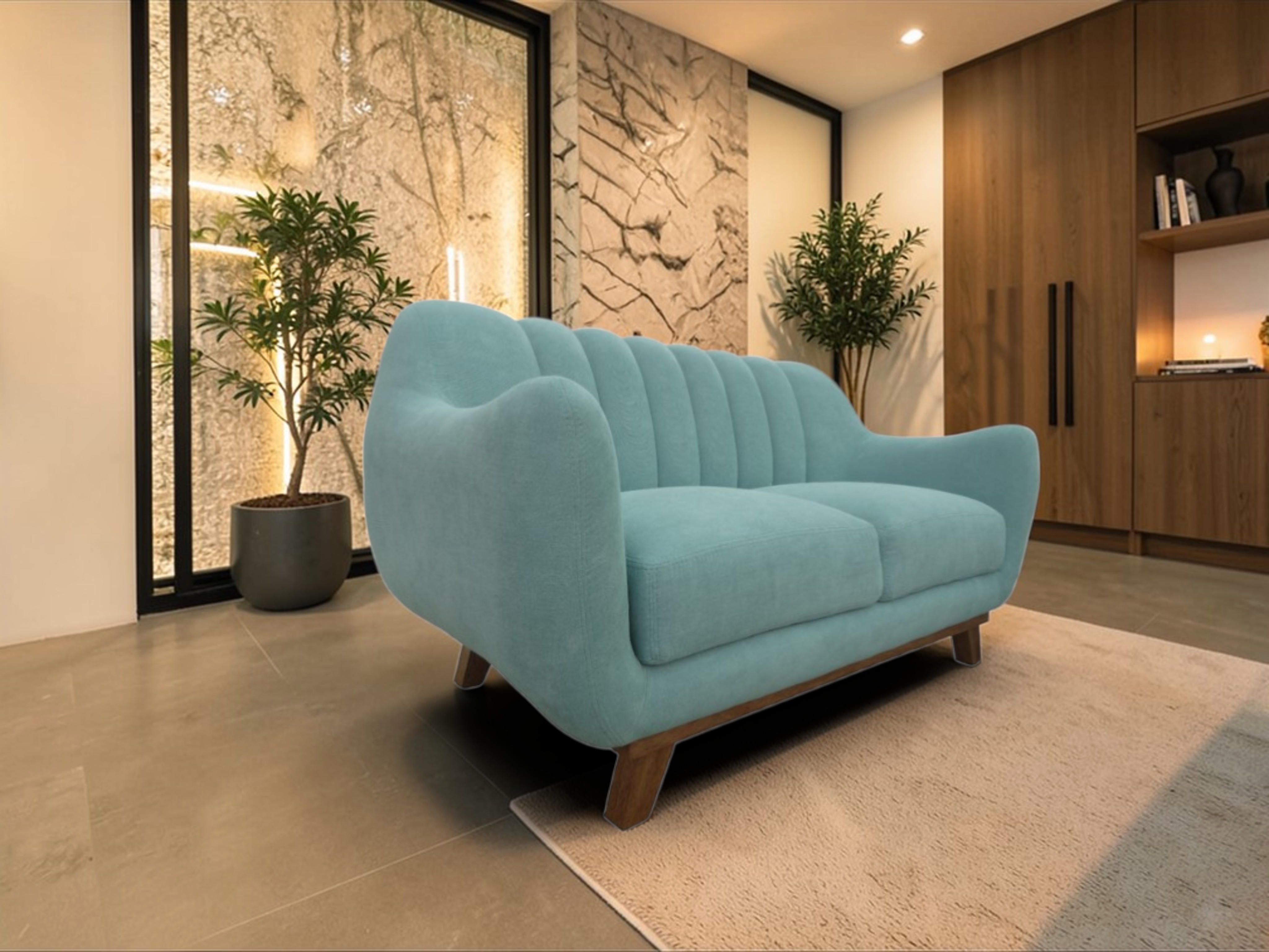 SOFÁ LÍNEA UNO MUEBLES 2 CUERPOS ALEXIA AQUA - 2