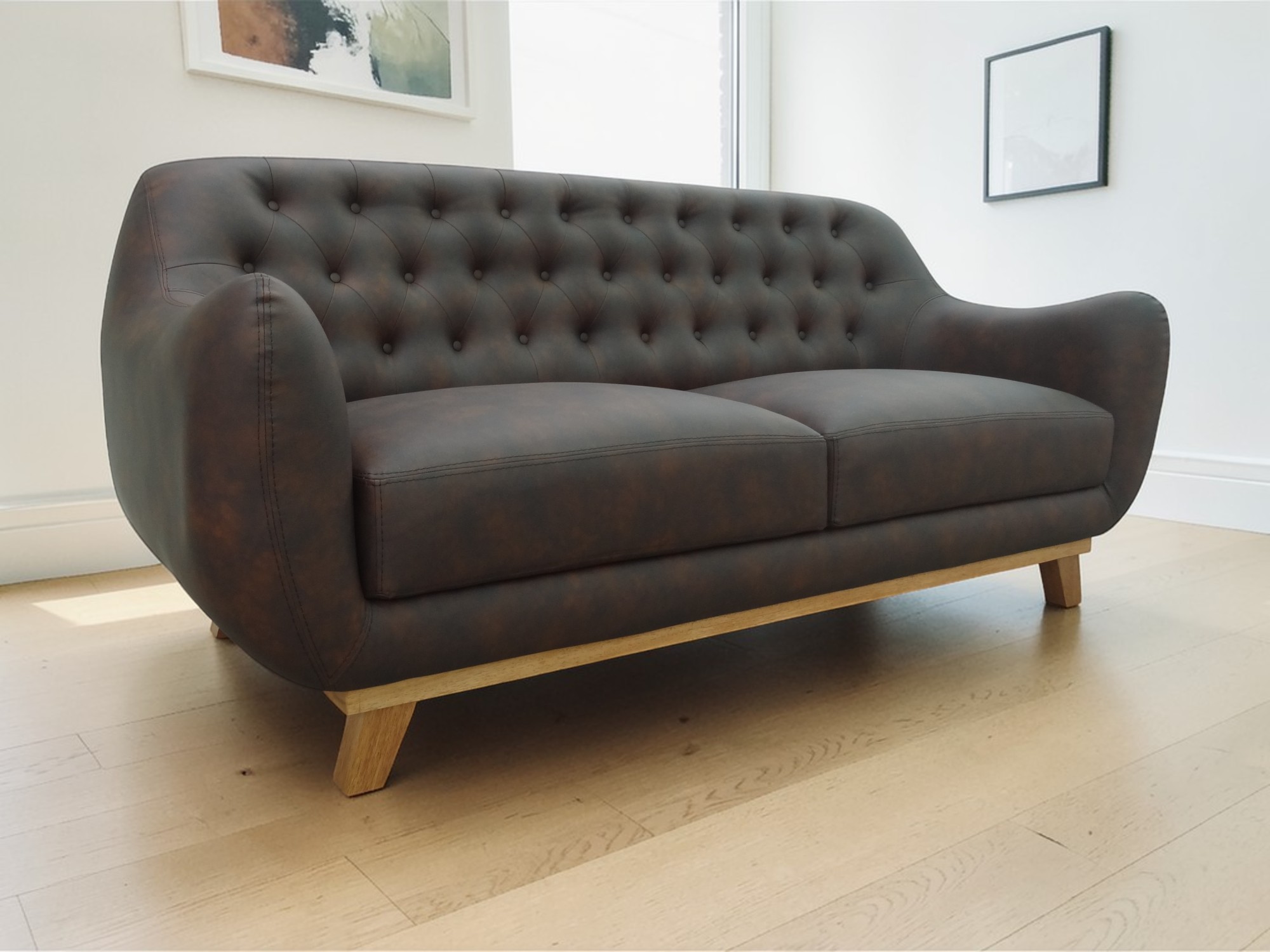 SOFA LINEA UNO MUEBLES 3 CUERPOS LUCIANA CHOCOLATE - 2