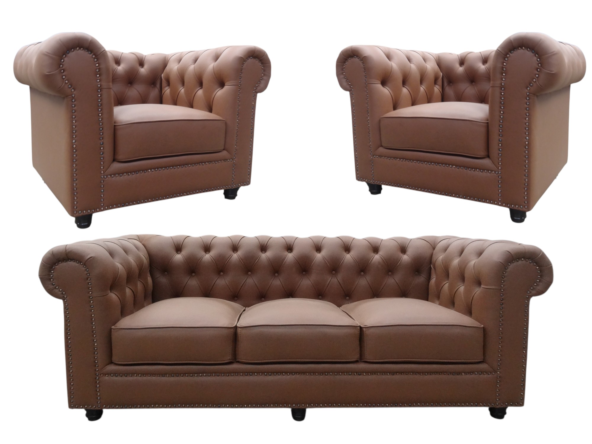 JUEGO SALA LÍNEA UNO MUEBLES CHESTERFIELD 3 -1-1CUERPOS - 6