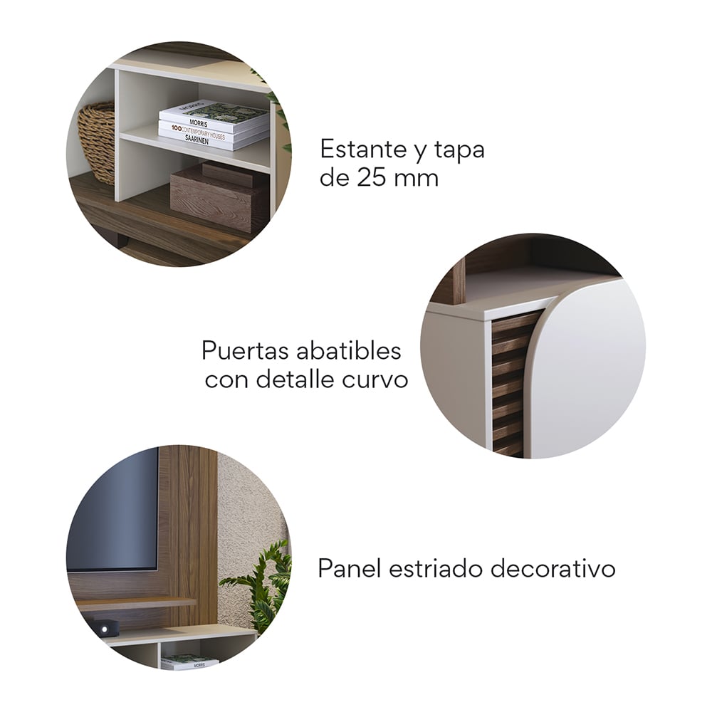 CENTRO DE ENTRETENIMIENTO PAZART MUEBLES TENERIFE ALMENDRA PANEL - 5