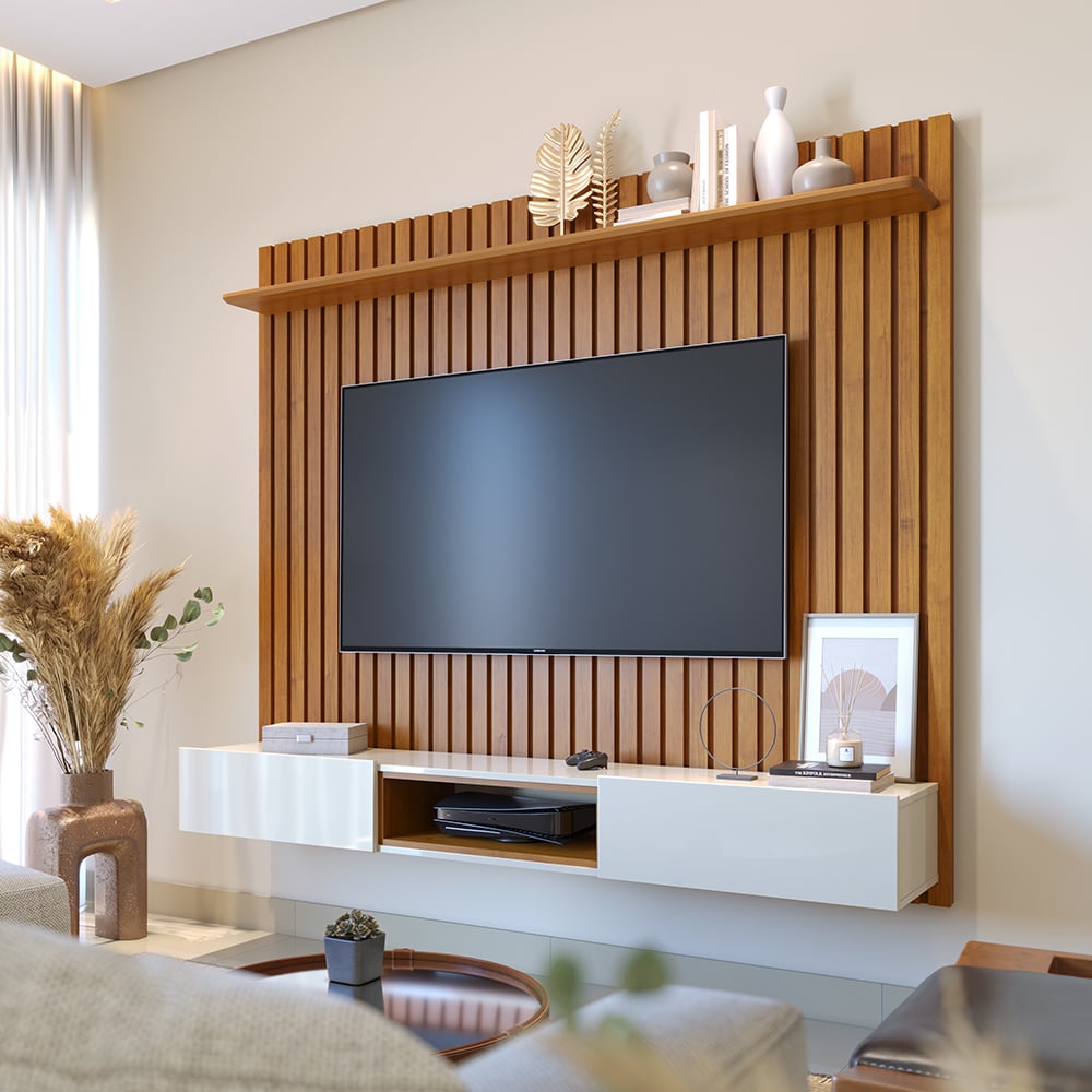 CENTRO DE ENTRETENIMIENTO PANEL LOFT 1.8 NATURE Y OFF WHITE - 1