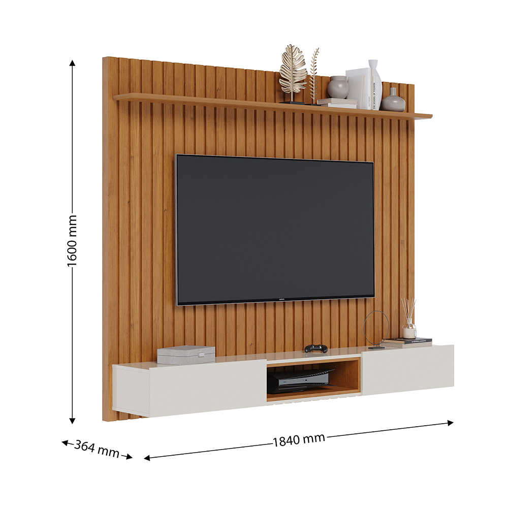 CENTRO DE ENTRETENIMIENTO PANEL LOFT 1.8 NATURE Y OFF WHITE - 2