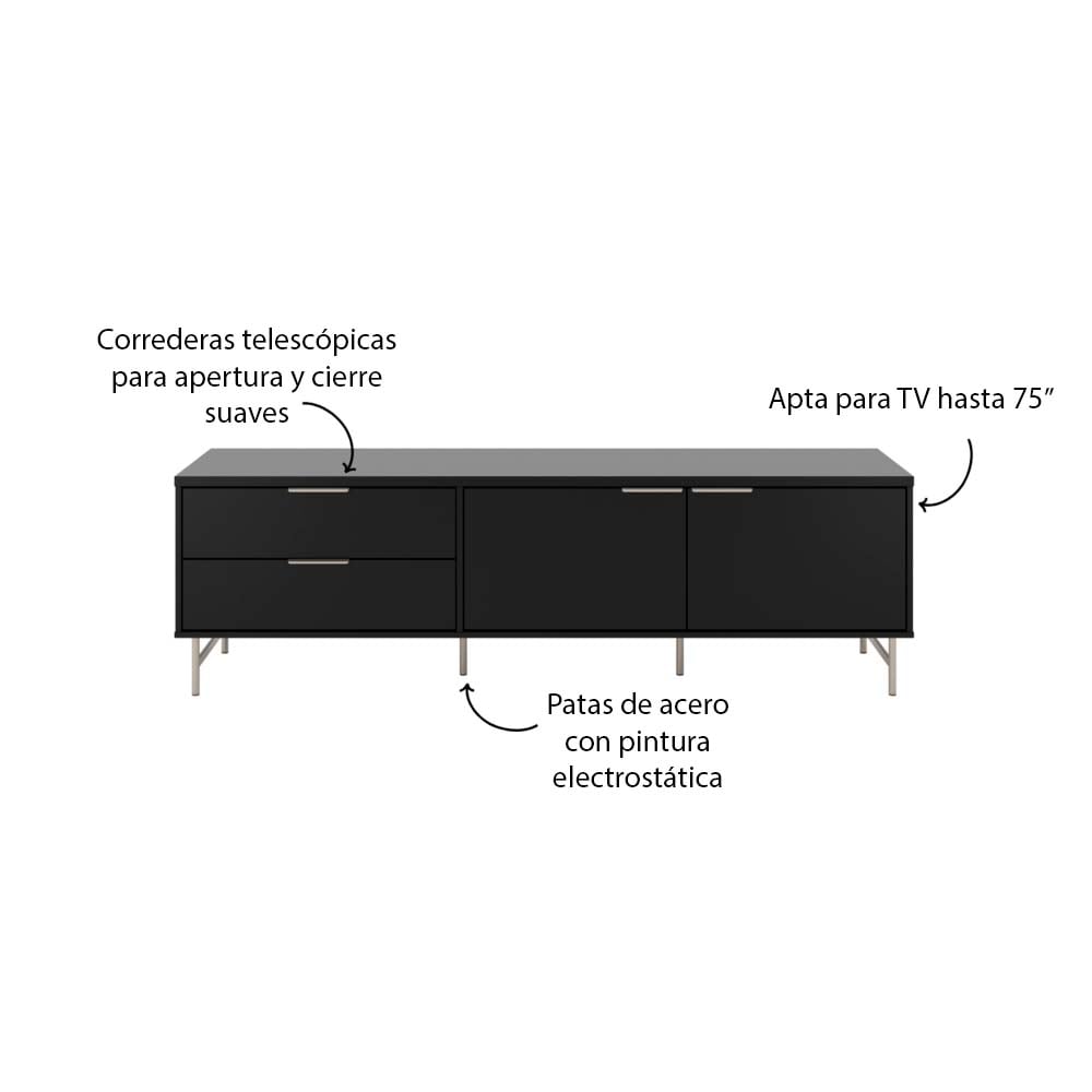 MESA DE TV YVES 1.8 NEGRO CHAMPAGNE - 3