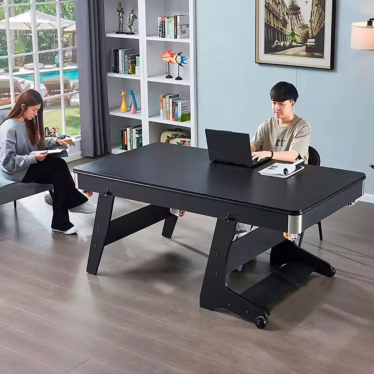 MESA DE BILLAR, PING PONG, MESA DE ESTUDIO – PLEGABLE MULTIJUEGOS 3 EN 1 - 8