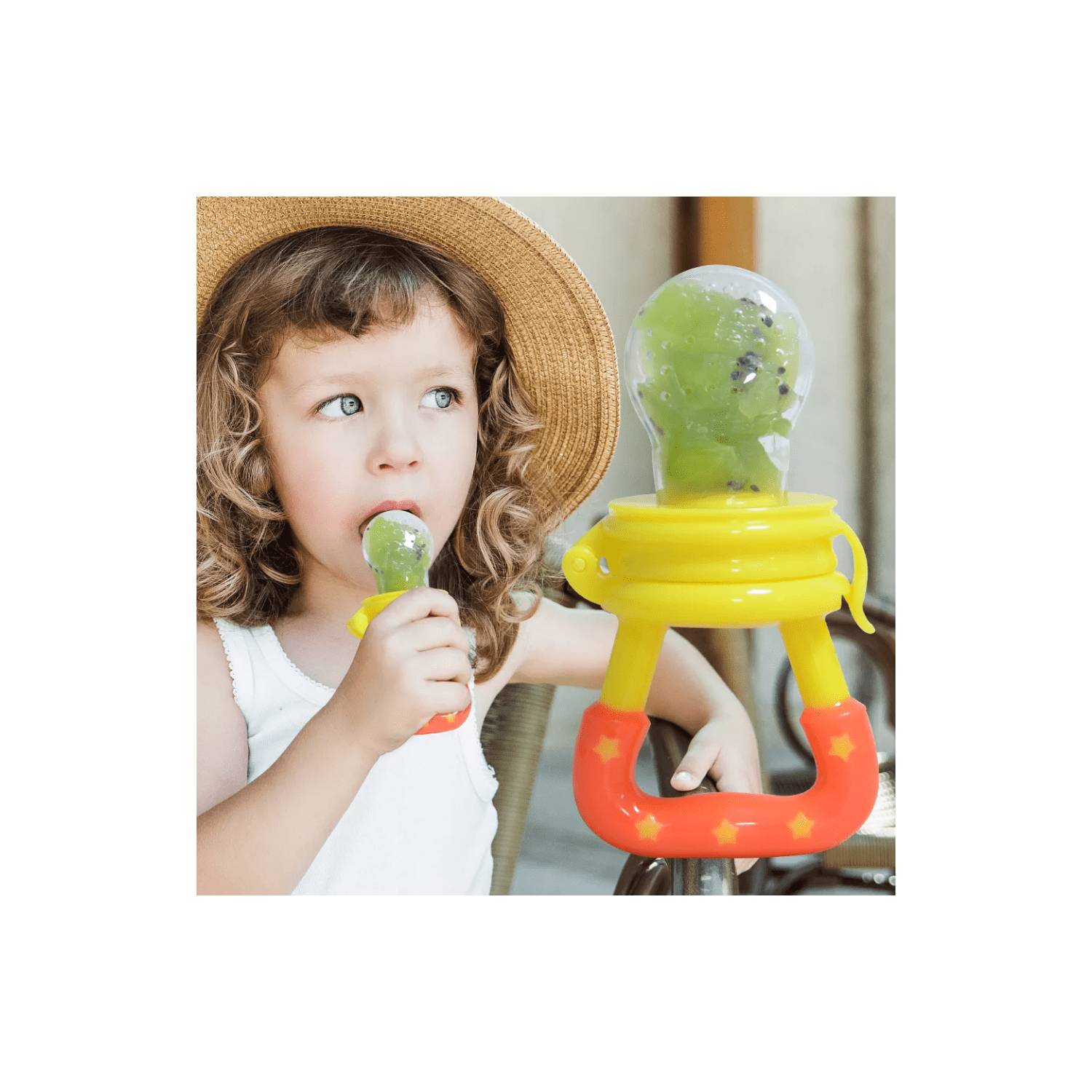 CHUPÓN ALIMENTADOR DE FRUTAS PARA BEBES AMARILLO - 4