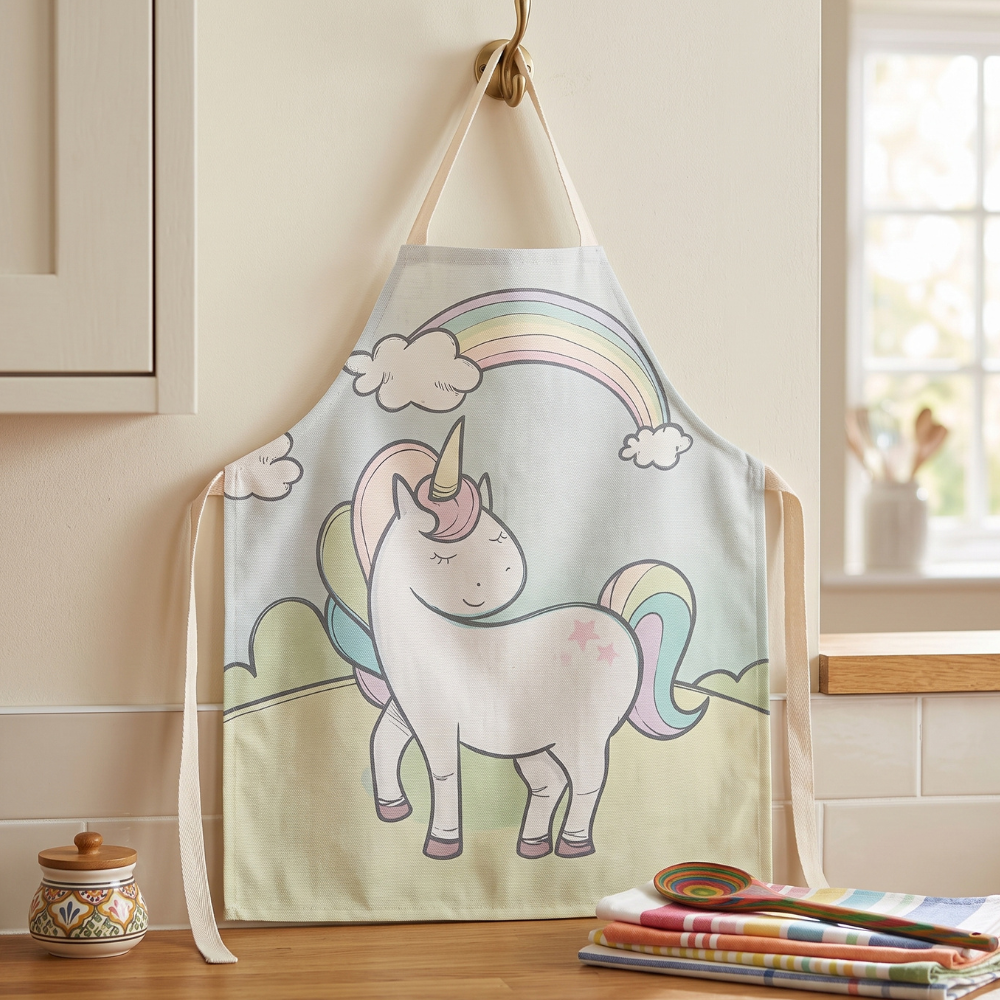 MANDIL-DELANTAL PARA NIÑOS DE UNICORNIO CON PAISAJE - 1