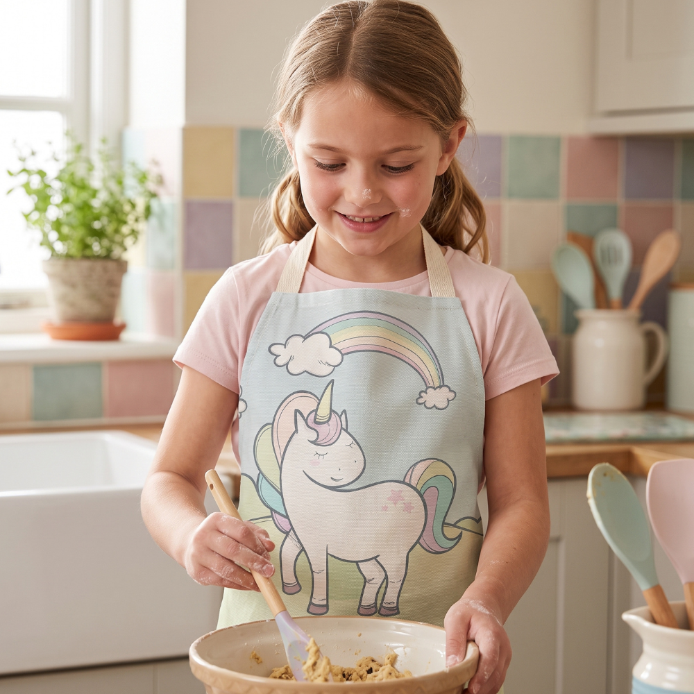 MANDIL-DELANTAL PARA NIÑOS DE UNICORNIO CON PAISAJE - 2