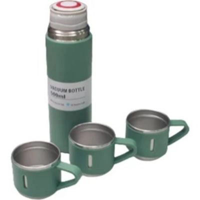 TERMO ACERO INOXIDABLE CON TAZAS REGALO VERDE - 1