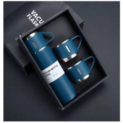 TERMO CON TAZAS AZUL ACERO INOXIDABLE - 1