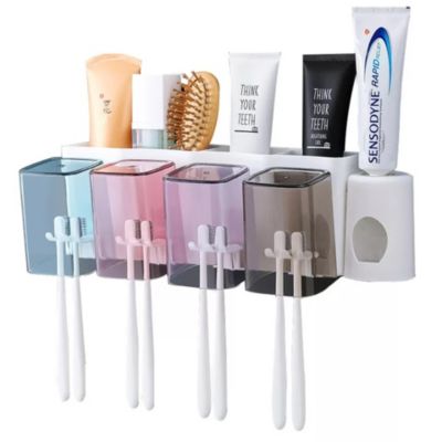 DISPENSADOR ORGANIZADOR DE PASTA DE DIENTES Y CEPILLOS PARA BAÑO - 1