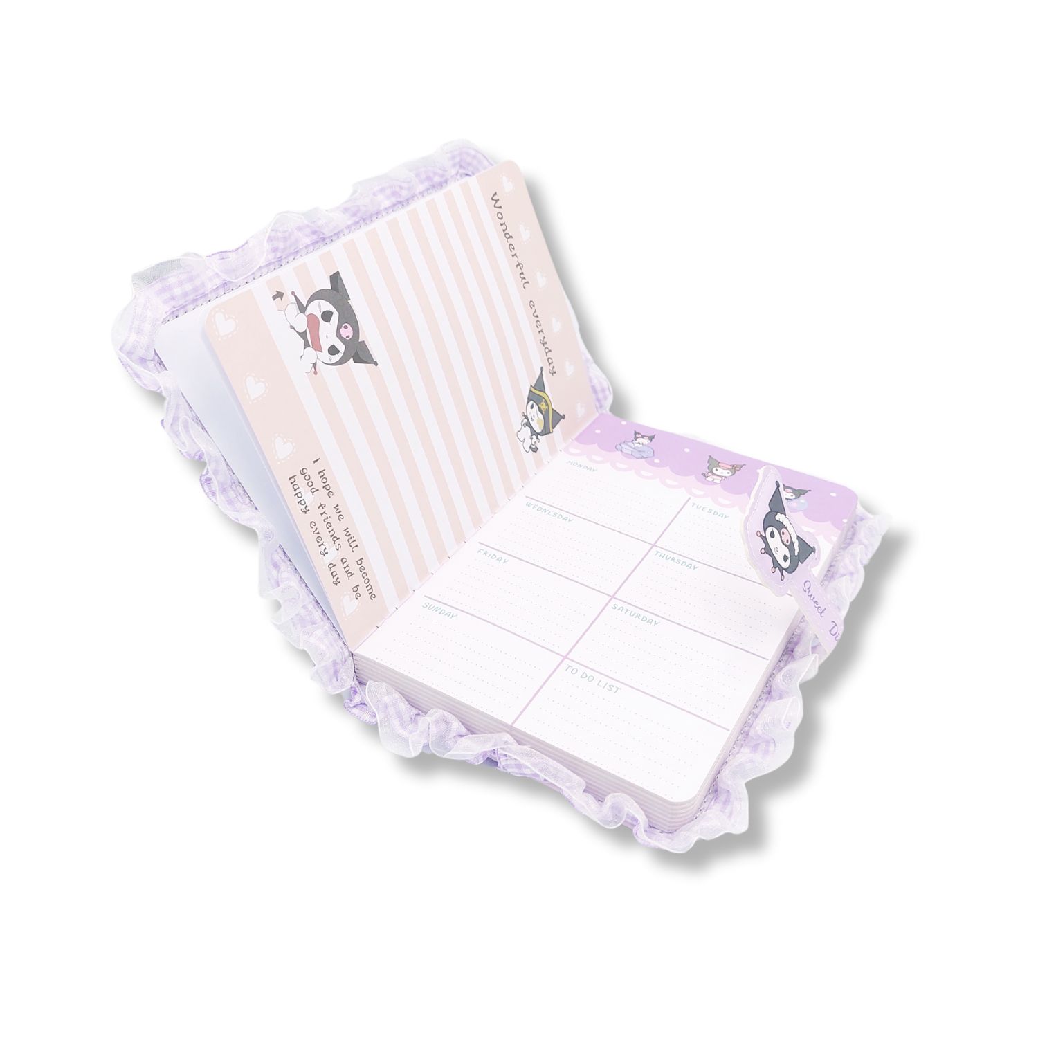 DIARIO AMIGOS DE GATITA DISEÑO CINTAS COLOR MORADO - 2