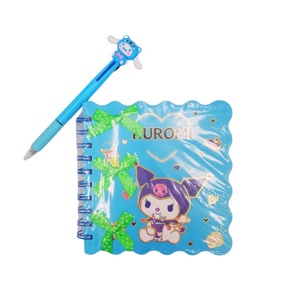 PACK LIBRETA + LAPICERO DE GATITO KAWAII CELESTE - 1