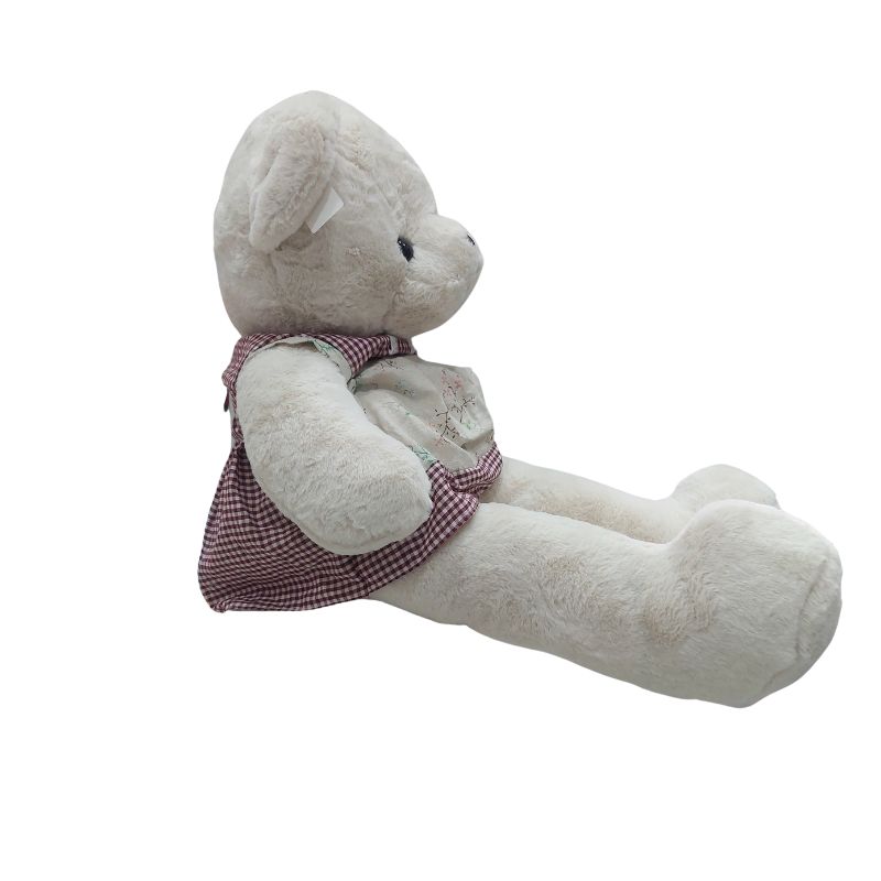 PELUCHE OSO TIERNO GRIS VESTIDO A CUADROS - 2