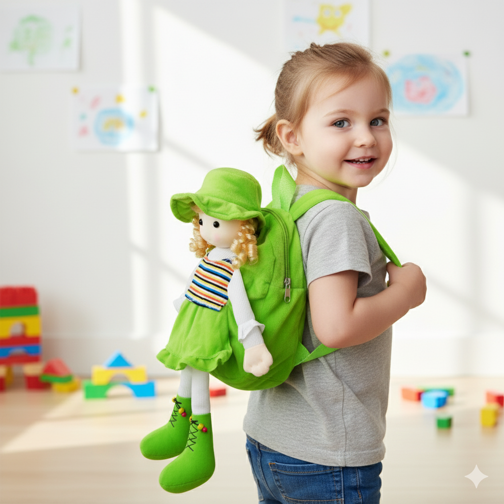 MOCHILA MUÑECA COLOR VERDE - 4