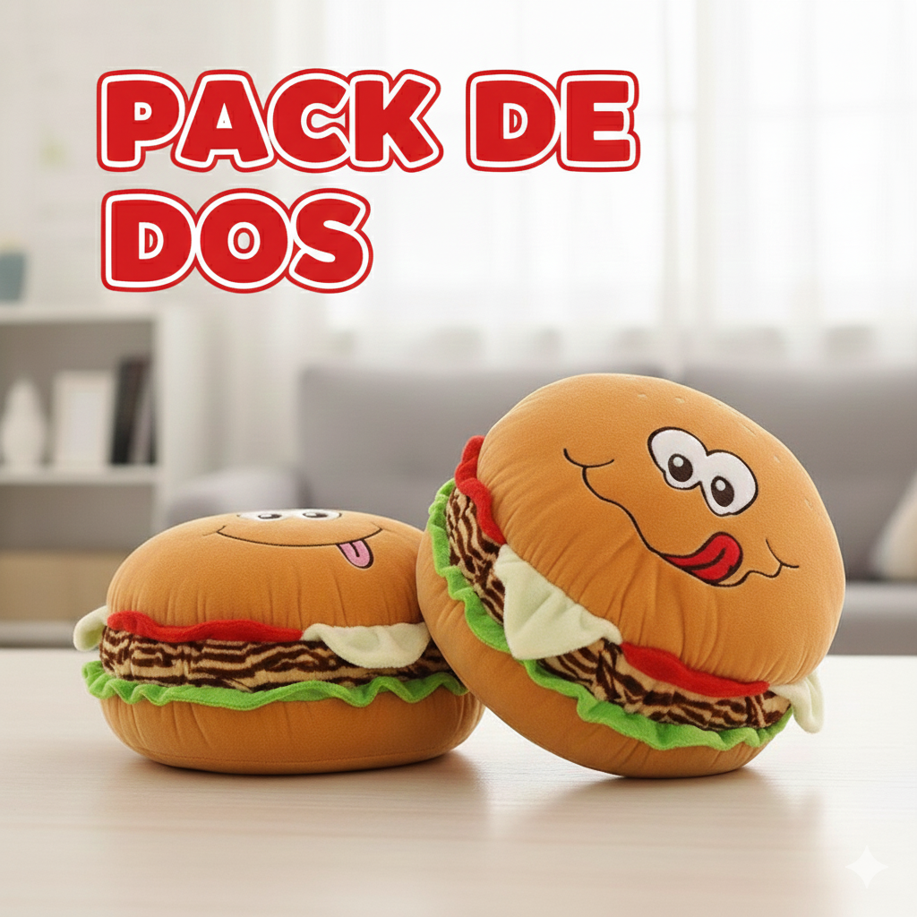 PACK DE 2 PELUCHES COJÍN EN FORMA DE HAMBURGUESA - 1