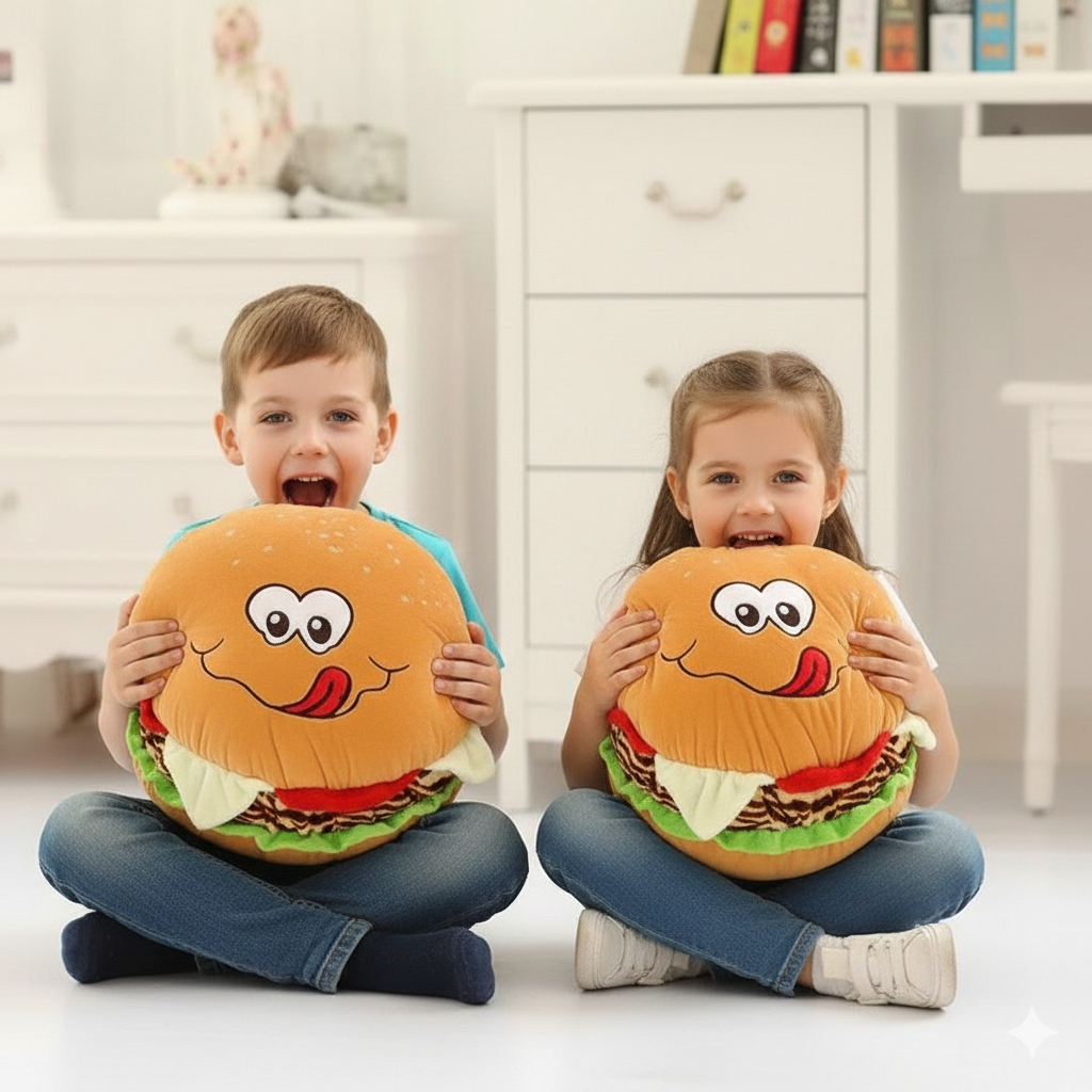 PACK DE 2 PELUCHES COJÍN EN FORMA DE HAMBURGUESA - 2