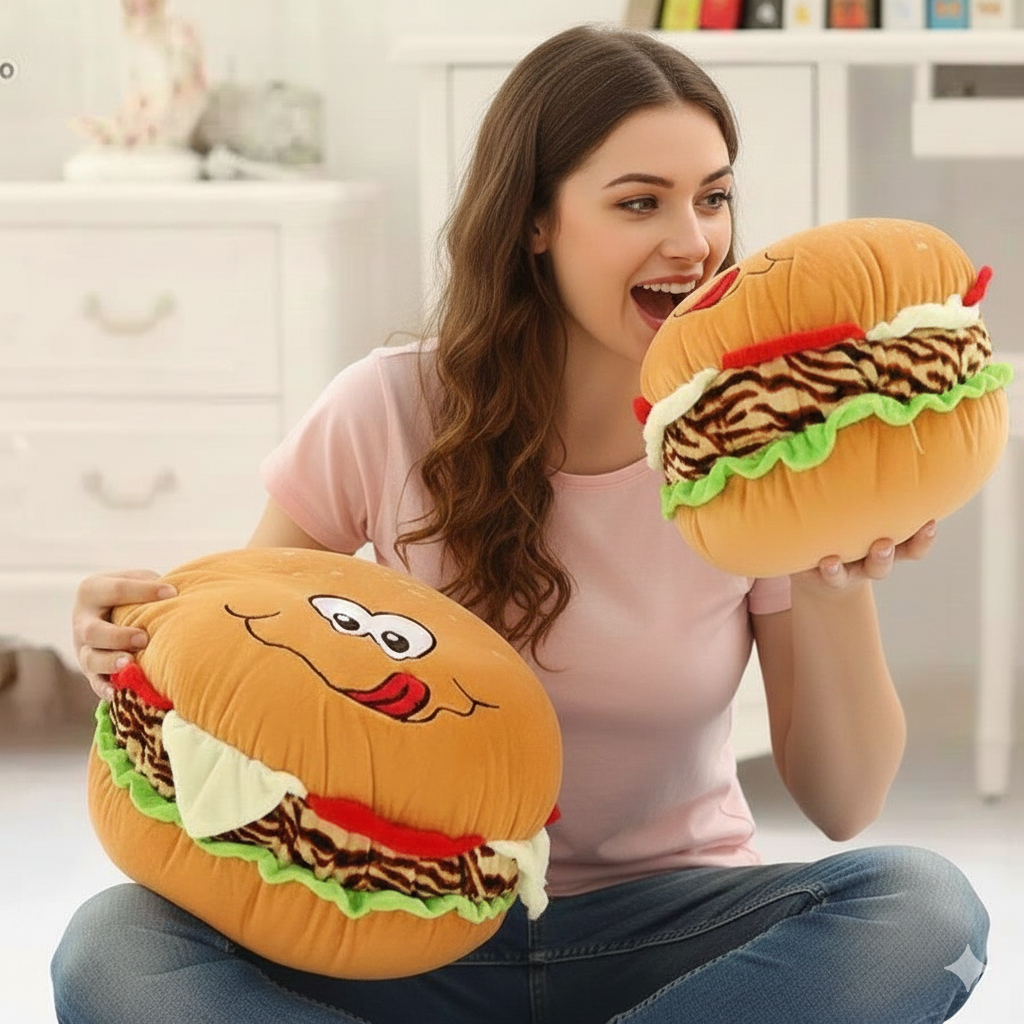 PACK DE 2 PELUCHES COJÍN EN FORMA DE HAMBURGUESA - 3