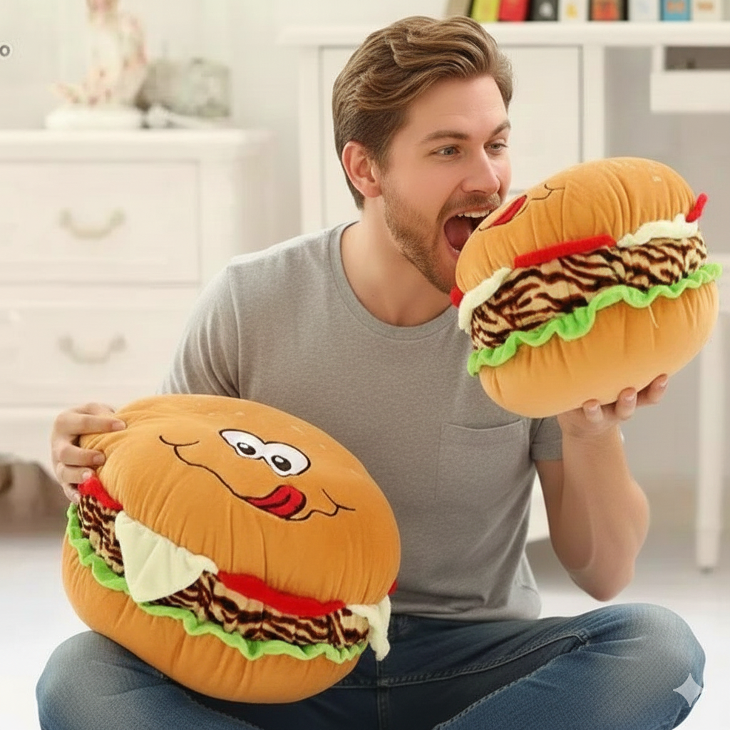 PACK DE 2 PELUCHES COJÍN EN FORMA DE HAMBURGUESA - 4
