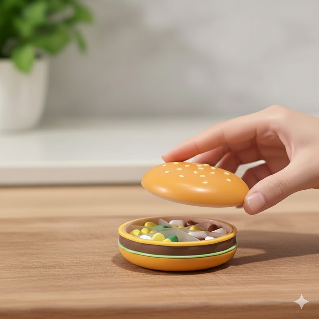 PASTILLERO ORGANIZADOR HAMBURGUESA KAWAII - 1