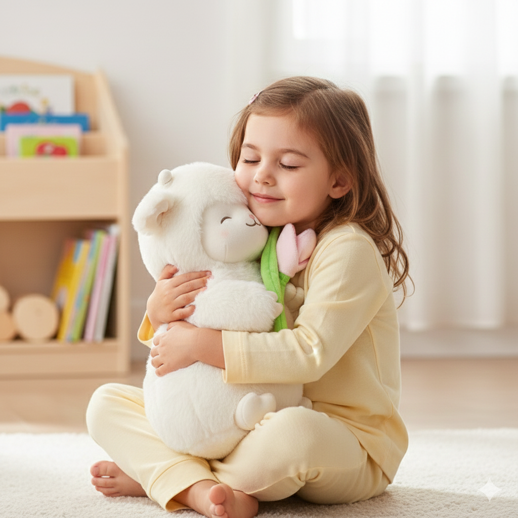 PELUCHE DE OVEJA CON TULIPÁN ROSA 41 cm - 1