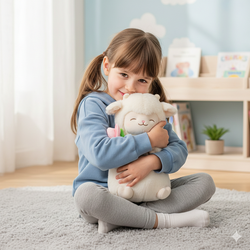 PELUCHE DE OVEJA CON TULIPÁN ROSA 27 cm - 2