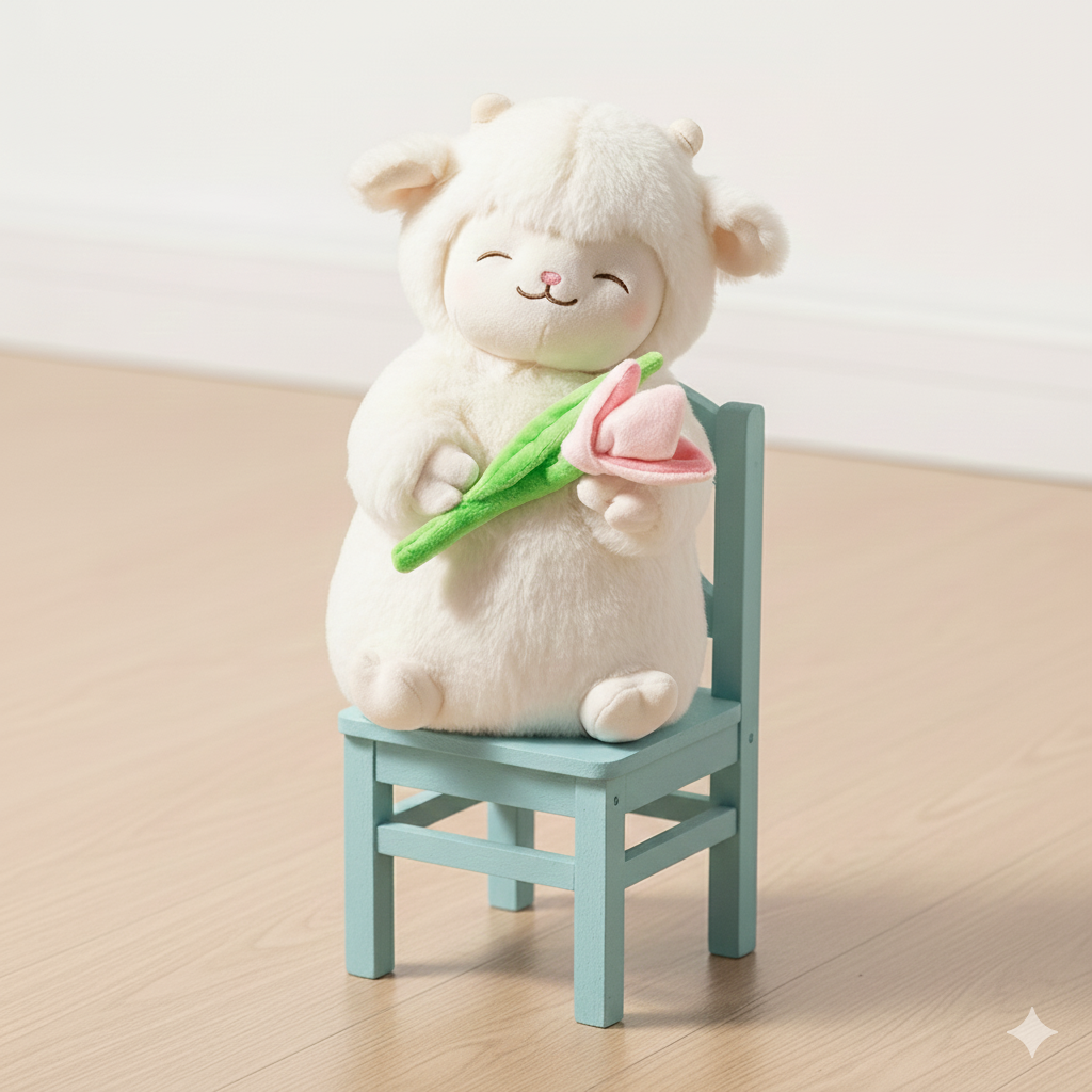 PELUCHE DE OVEJA CON TULIPÁN ROSA 27 cm - 3